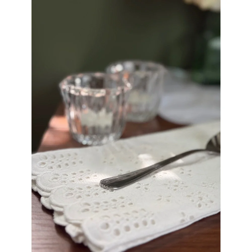 Set of 2 Vintage Pressed Glass Votive Candle Holders, Faceted